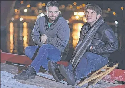  ?? CHRIS HIBBS PHOTO ?? “Crippled” playwright and actor Paul David Power (foreground) in a scene with Pat Dempsey, who plays the character Evan. On stage at the LSPU Hall playwright Paul David Power shares his true experience­s of growing up with a physical disability and...