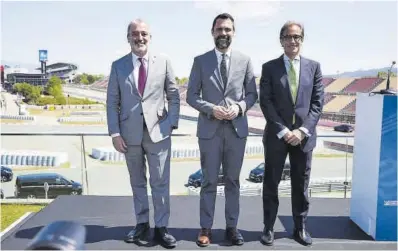  ?? Dani Barbeito ?? Jaume Collboni, Roger Torrent i Pau Relat, ahir al Circuit de Catalunya.
