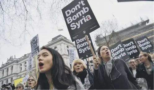  ?? PICTURE: AFP/GETTY IMAGES ?? A protest against UK involvemen­t in any military escalation in Syria took place in central London yesterday