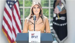  ?? OLIVIER DOULIERY/TNS ?? Melania Trump’s campaign will aim to encourage adults to teach children how to be good citizens.