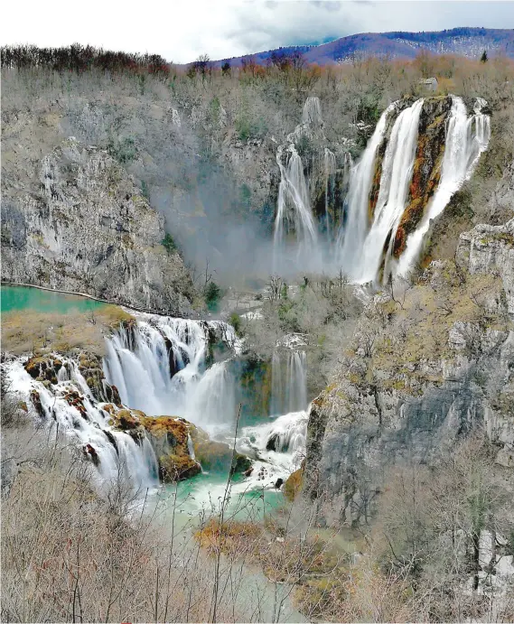  ??  ?? PLITVICE LAKES, arranged in cascades, they are famous and visited by millions each year.