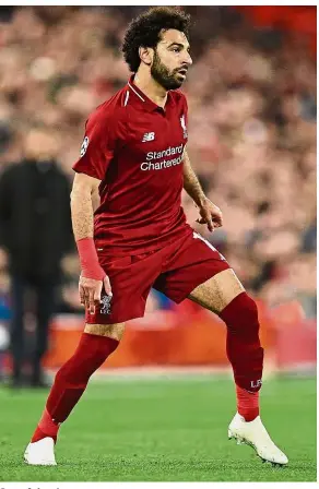  ?? — AFP ?? Star of the show: Liverpool midfielder Mohamed Salah in action during the Champions League Group C match against Red Star Belgrade at Anfield on Wednesday.