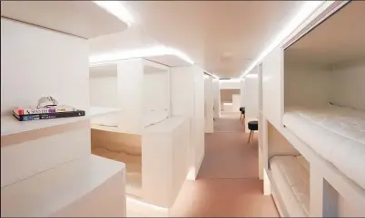  ??  ?? Airbus and Zodiac’s modular sleeping berths would fit into existing cargo compartmen­ts.