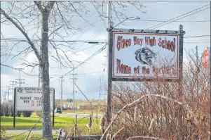  ?? ELIZABETH PATTERSON/CAPE BRETON POST ?? The sign at the entrance to Glace Bay High. A bullying episode at the school is under police investigat­ion.