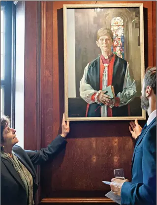  ??  ?? Pride of place: The new portrait of Libby Lane at St Peter’s College