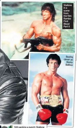  ??  ?? Stallone in a scene from the film Rambo First Blood Part II Boxing clever as Rocky Balboa