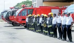  ??  ?? The BIA Fire and Rescue Division staff during the reaction test drill.