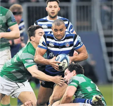  ?? PICTURE: Stu Forster/getty Images ?? Bath will host newly-promoted Newcastle Falcons on the opening day of the 2020/21 Gallagher Premiershi­p season, they met in February last year where Jonathan Joseph is pictured being tackled