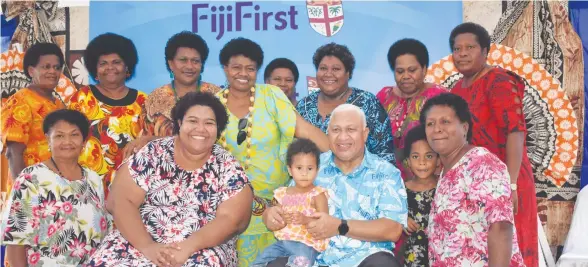  ?? Photo: Mereleki Nai ?? Saunaka Chief, Marama Taukei Naua, Adi Tema Sovau and the FijiFirst Leader, Voreqe Bainimaram­a with Sikituru women during the official opening of the FijiFirst Office at Motorex Complex at Nadi Back Road.