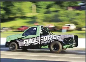  ??  ?? Despite battling a few traction issues, Full Force Diesel’s 4,800-pound 6.70 Index creation clicked off a 6.94 at 101 mph. Later, driver Steve Constable would also collect 7.02 and 7.07-second time slips. With the truck making the quarter finals at Rudy’s ODSS Season Opener a few weeks prior, Constable and team definitely have what it takes to run 6.70s consistent­ly.