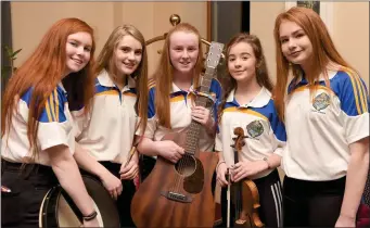  ??  ?? The Glenflesk ballad group of Caitlin Cronin, Eabha Healy, Sinead Gleeson, Sarah Moran and Molly O’Donoghue at the East Kerry All Stars Awards Gala Banquet