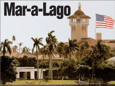  ?? AP/Palm Beach Post/ALYSSA SCHUKAR ?? A U.S. flag waves atop a large flagpole outside Donald Trump’s Mar-a-Lago Club in Palm Beach, Fla..