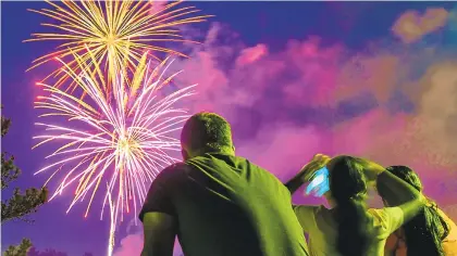  ?? APRIL GAMIZ/THE MORNING CALL ?? People gather at J. Birney Crum Stadium to see the fireworks show during the city of Allentown’s Fourth of July Celebratio­n in 2019.