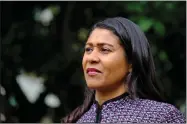  ?? AP FILE PHOTO BY ERIC RISBERG ?? In this Oct. 2, photo, San Francisco Mayor London Breed listens during a news conference in San Francisco.