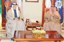  ??  ?? His Highness Crown Prince Sheikh Nawaf Al-Ahmad Al-Jaber Al-Sabah meets with Deputy Prime Minister and Minister of Finance Anas Khaled Al-Saleh.
—KUNA