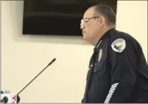  ?? WILLIAM ROLLER FILEPHOTO ?? Then-Imperial Police Chief Miguel Colon at a press conference at city council chambers Jan. 19. Colon is no longer with the police department.