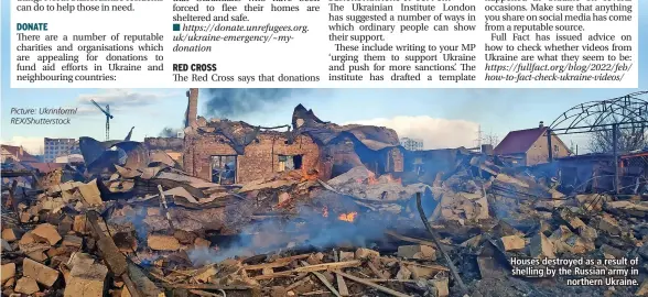  ?? ?? Picture: Ukrinform/ Rex/shuttersto­ck
Houses destroyed as a result of shelling by the Russian army in northern Ukraine.