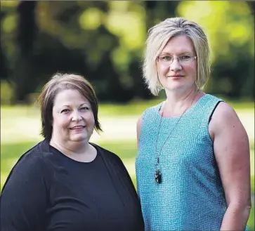  ?? Casey Kreider Associated Press ?? CHRISTIAN SCHOOL parents Jeri Anderson, left, and Kendra Espinoza in Kalispell, Mont. They and others argued that the state’s exclusion of tax credits for religious schools violated their 1st Amendment rights.