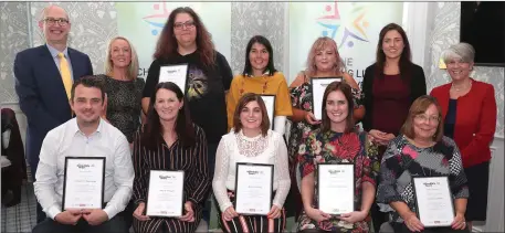  ??  ?? Parents who completed The Changing Lives Initiative receiving their certificat­es at a ceremony in Donegan’s of Monasterbo­ice