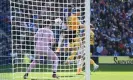  ?? Mike Hewitt/Getty Images ?? Danny Welbeck heads in Brighton’s fourth goal against Wolves. Photograph: