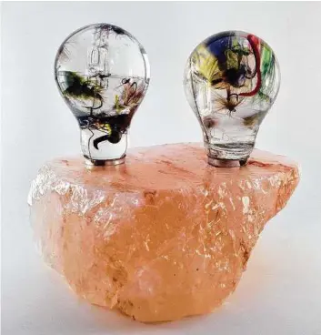  ?? Courtesy photo ?? Sculptures from Houston artist Felipe Lopez’s series “Light Bulbs” are among works in the show “Natural Flexibilit­y” at Cindy Lisica Gallery.