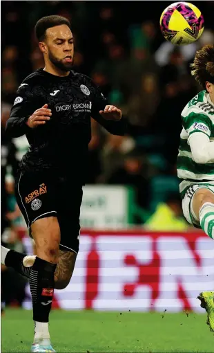  ?? ?? Kyogo Furuhashi scores his first goal, Celtic’s second, against St Mirren at Celtic Park last night