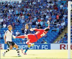  ??  ?? HIGH NOONE: Craig Noone, not pictured, hits Cardiff’s equaliser