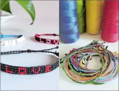  ?? JENNY FLORKOWSKI VIA AP ?? This combinatio­n of photos provided by Jenny Florkowski shows samples of her beaded bracelets, left, and friendship bracelets for sale. Florkowski, a veteran at “Wicked,” gives away all proceeds from sales.