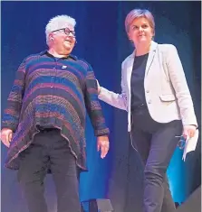  ?? ?? Author Val Mcdermid on stage at Aberdeen’s Granite Noir crimewriti­ng event with her friend, Nicola Sturgeon.