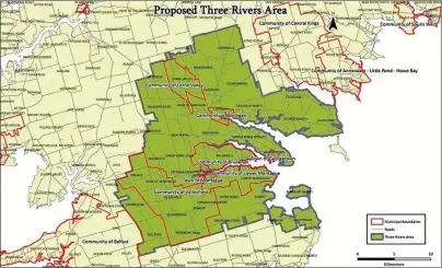  ?? SUBMITTED IMAGE/WWW.3RIVERSPEI.COM ?? This map shows what the Three Rivers municipali­ty would look like if an applicatio­n submitted to IRAC this week is accepted and acted on by the province.