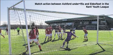  ??  ?? Match action between Ashford under-15s and Ebbsfleet in the Kent Youth League