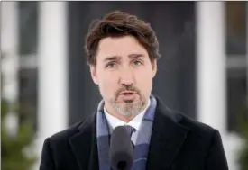  ?? The Canadian Press ?? Prime Minister Justin Trudeau addresses Canadians on the COVID-19 situation from Rideau Cottage in Ottawa on Tuesday.