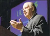  ?? Rich Pedroncell­i Associated Press ?? ‘LATINO HERO’
Reynoso speaks at a UC Davis town hall in 2012.