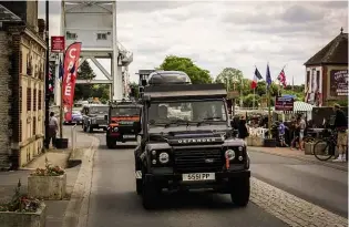  ??  ?? Above: Our convoy crosses the famous Pegasus Bridge, after a visit to the nearby Memorial Pegasus