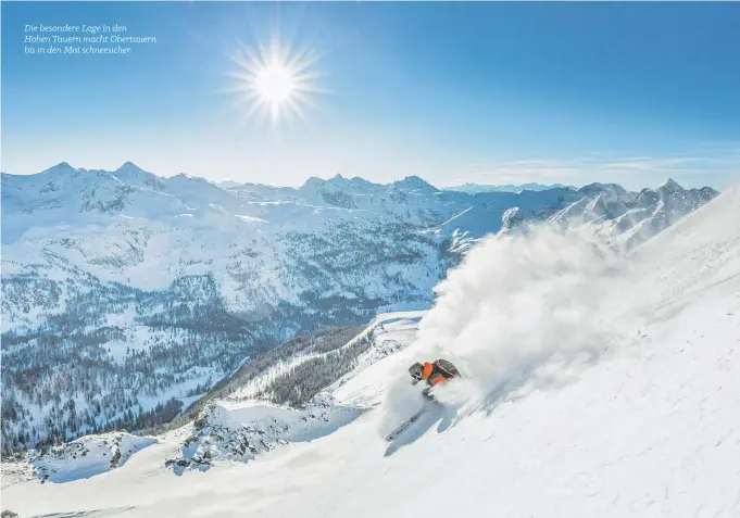  ?? FOTOS: TOURISMUSV­ERBAND OBERTAUERN ?? Die besondere Lage in den
Hohen Tauern macht Obertauern bis in den Mai schneesich­er.