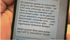  ?? Foto: Gerald Modlinger ?? Dieser Post, in der die Dießener Feuerwehr als Quelle genannt wird, kursiert am Ammersee.