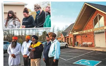  ?? AFP ?? Leaders of the Sikh Satsang of Indianapol­is express their griefat their templey. Inset: Mourners during a prayer vigil at Olivet Missionary Baptist Church in Indianapol­is yesterday.