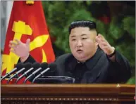  ??  ?? North Korean leader Kim Jong-un speaks during the 5th Plenary Meeting of the 7th Central Committee of the Workers’ Party of Korea (WPK).