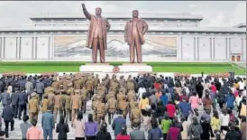  ?? REUTERS ?? People in North Korea mark the 85th founding anniversar­y of the Korean People's Army.