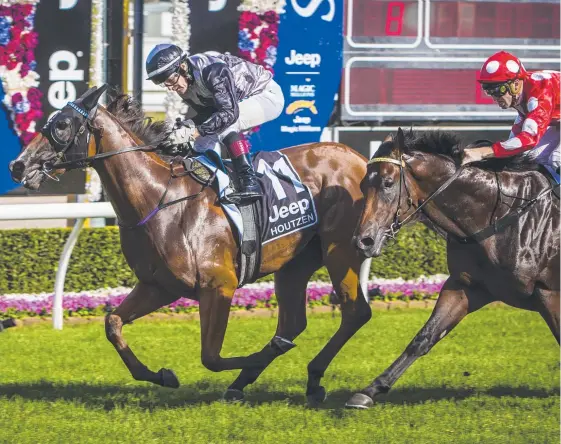  ?? Picture: APP IMAGE ?? Jeff Lloyd wins the Magic Millions 2YO Classic on Houtzen at the Gold Coast Turf Club in January.