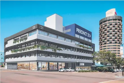  ??  ?? HIGH HOPES: An artist’s impression of the revamped Townsville CBD office building rebranded as Precinct 21.