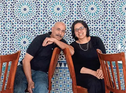  ?? SUZANNE LAURENT/SPECIAL TO PORTSMOUTH HERALD ?? In this April 2016 file photo, Sam and Enas Abd are seen inside their business, Habibi Mediterran­ean Café in Portsmouth. The Abds announced Monday they will be closing the café this month.