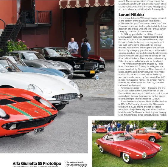  ??  ?? The Conan Doyle-spec Miura; Lopresto’s Bataping Giulietta; the record-breaking Lurani Nibbio Clockwise from left: