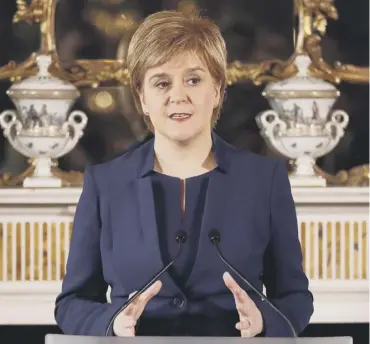  ??  ?? Nicola Sturgeon addresses the media at Bute House yesterday to reflect on the election result.