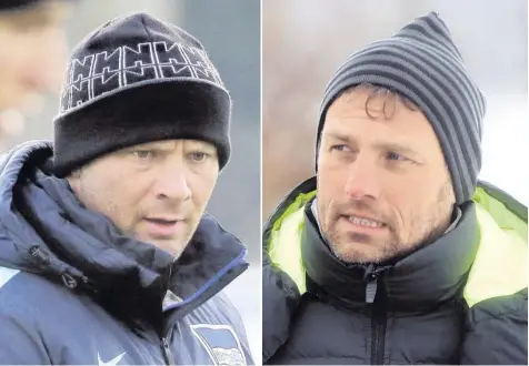  ?? Fotos: Ulrich Wagern, imago ?? Zwei Mützenmänn­er mit ähnlichem Konzept: Hertha-Coach Pal Dardai (links) und FCA-Trainer Markus Weinzierl (rechts).