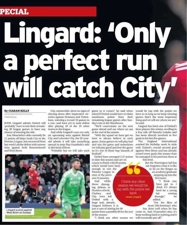  ??  ?? Lingard scored against West Brom on Sunday
