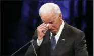  ?? JAE C. HONG — THE ASSOCIATED PRESS ?? Former Vice President Joe Biden wipes a tear away while giving a tribute during memorial service at North Phoenix Baptist Church for Sen. John McCain, R-Ariz., on Thursday in Phoenix.