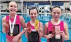  ?? SUBMITTED PHOTO ?? From left, Cassandra Berry, Amelia Leahy and Martha Smith won 11-12 first place at the East Novice Regional Competitio­n in Ottawa.
