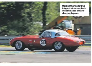  ??  ?? Martin O’Connell’s 1962 E-type took an emphatic win amid a sea of hardchargi­ng Jaguars.