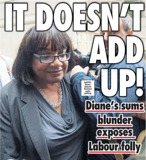  ??  ?? GAFFE: Diane Abbott flunked radio grilling